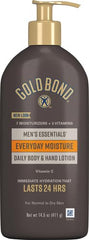 Gold Bond Hombres Essentials aplicada en manos y cuerpo para suavidad