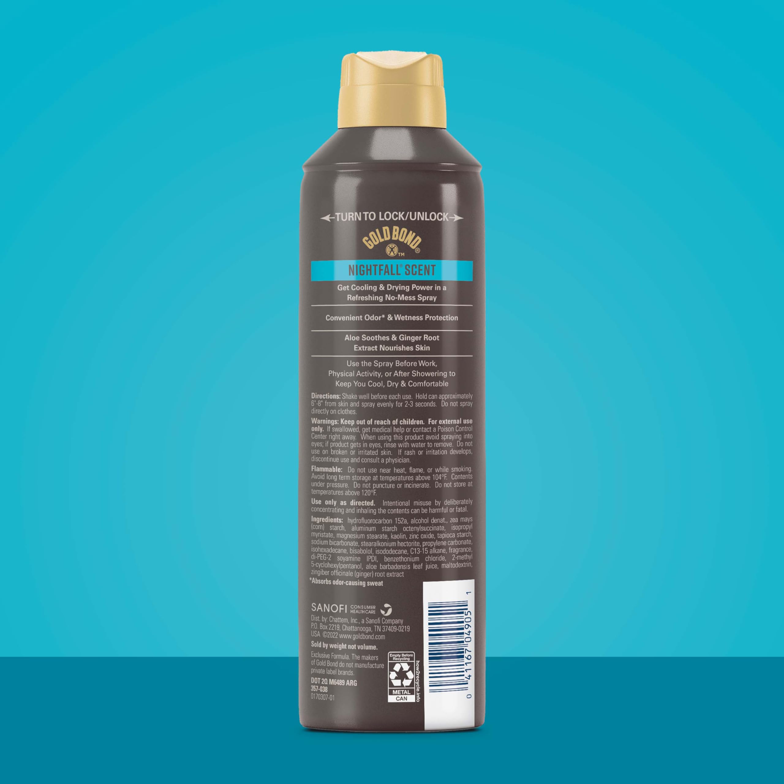 Gold Bond Hombres Essentials Recharge, spray sin talco, aplicación fácil y sin desorden.