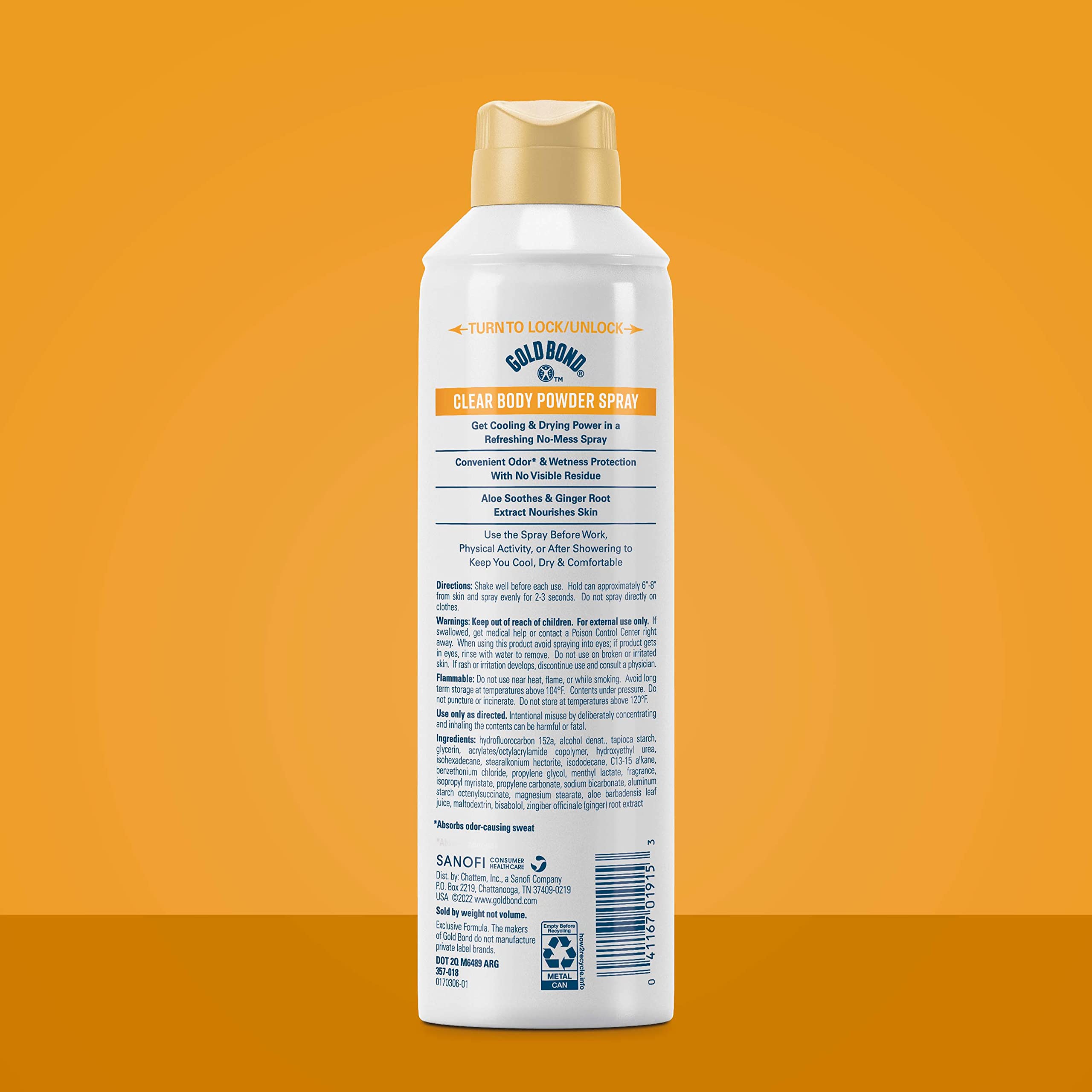 Gold Bond Clear Spray, efecto visible sin dejar residuos blancos en la piel.