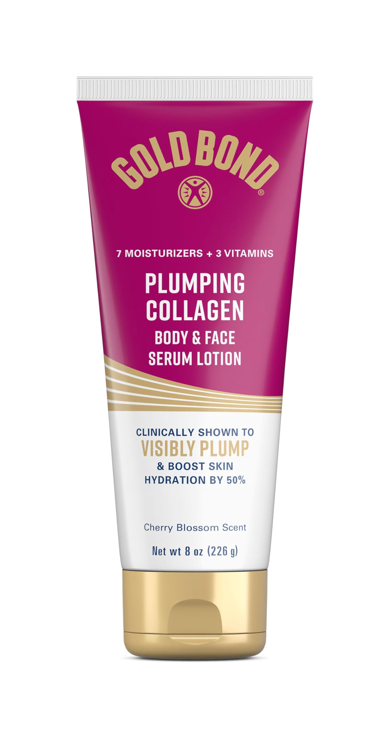 Gold Bond loción-serum con colágeno en botella para hidratación visible.