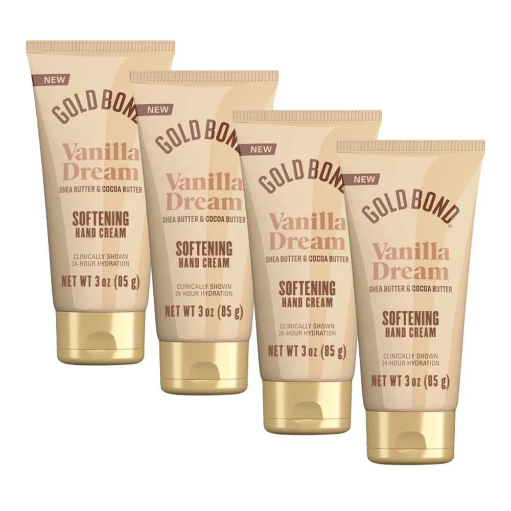 Gold Bond Vanilla Dream crema de manos en 4 botes para uso diario y viaje