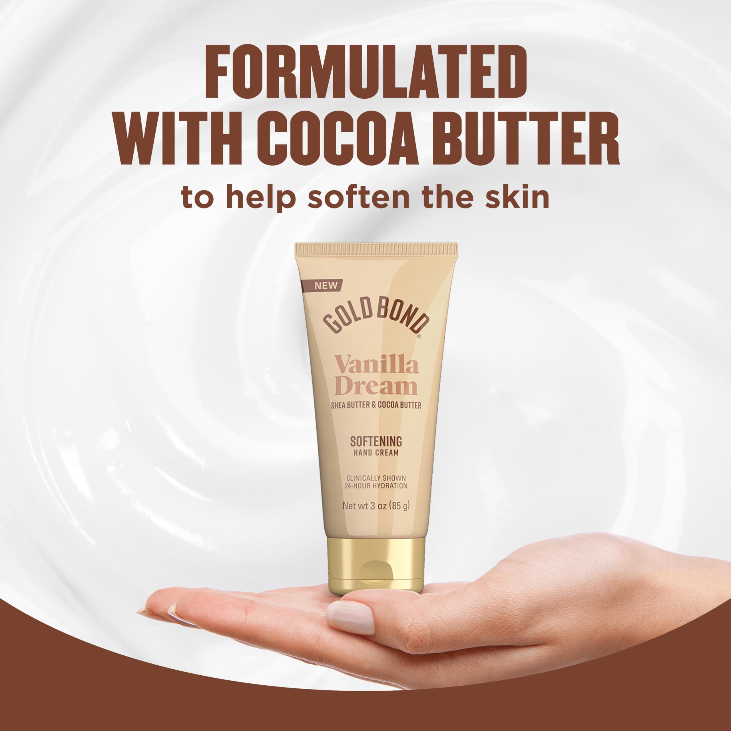 Gold Bond Vanilla Dream está dermatológicamente probada para cuidado diario de manos
