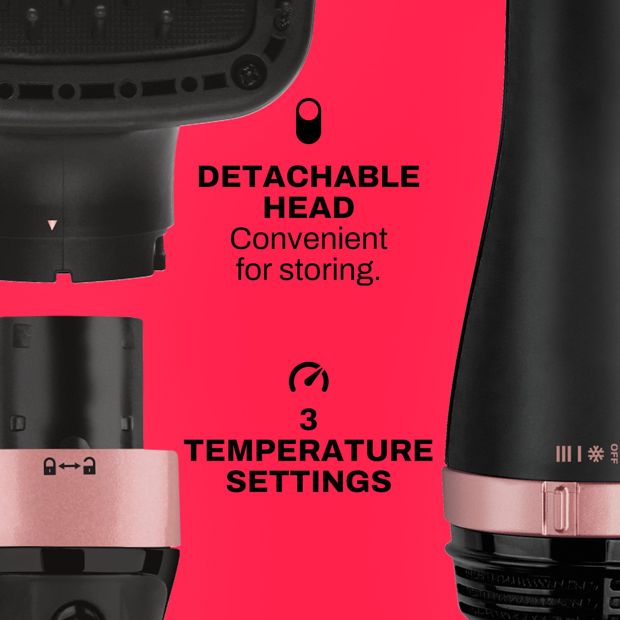 Gold N Hot Ionic Dryer and Styler with detachable brush for compact storage.
