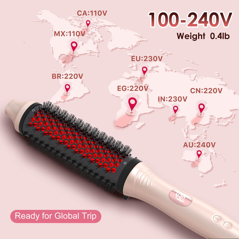 GOLD TIME dual voltage travel-ready brush for overseas styling.