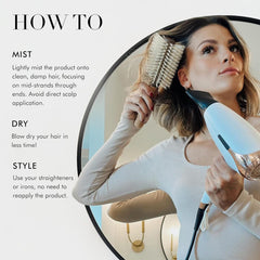 Goldie Locks Blow Dry Spray style-memory support locks in shape and volume.