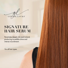 Goldie Locks Signature Hair Serum applied to damp hair before heat styling
