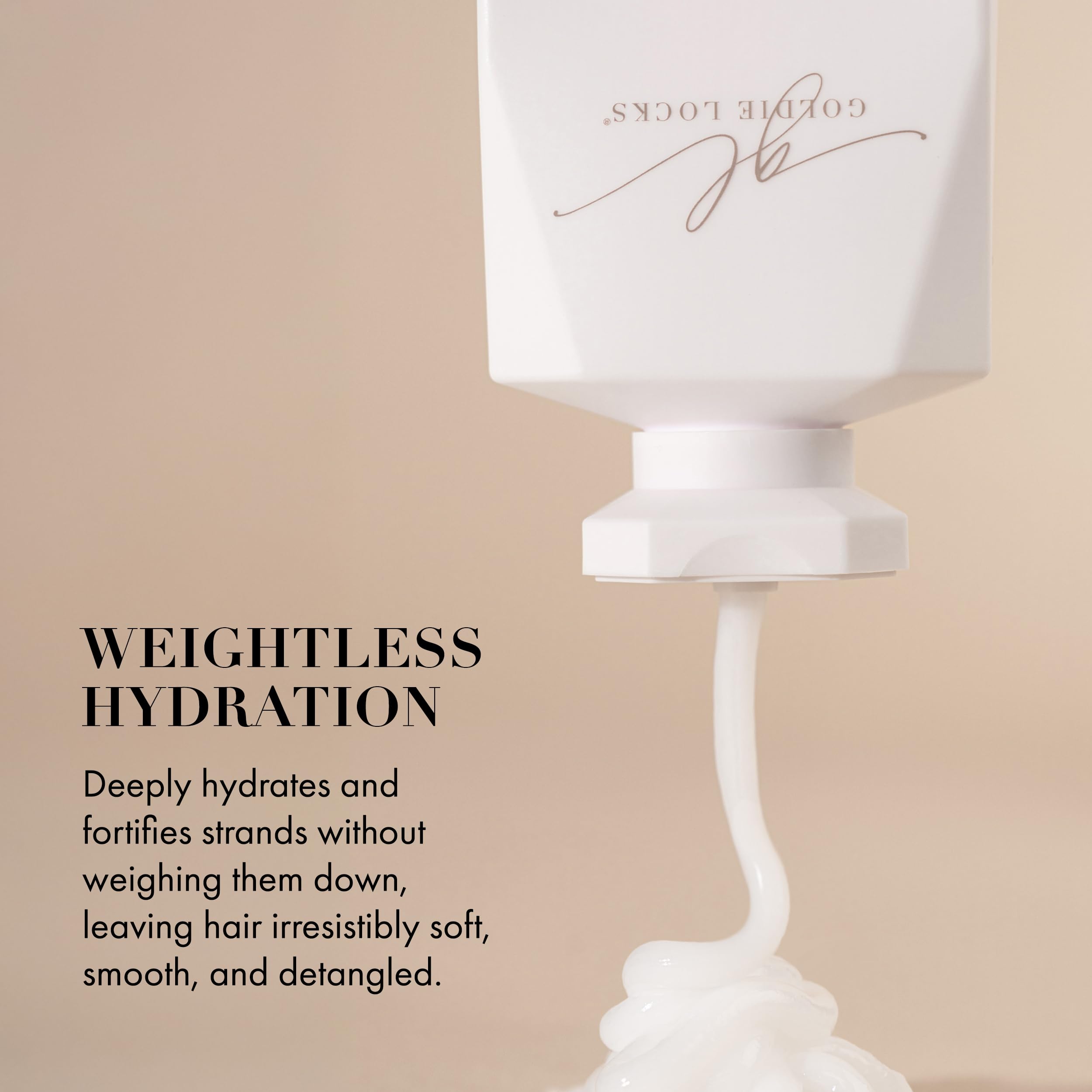Goldie Locks conditioner applied to hair reveals smooth brushing and reduced tugging.