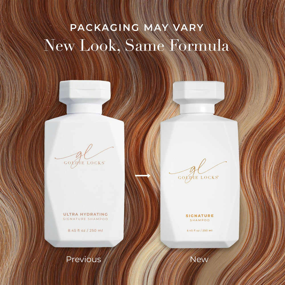 Close-up of Goldie Locks Ultra Hydrating Shampoo label showing sulfate-free formula