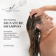 Lush lather from Goldie Locks Ultra Hydrating Shampoo demonstrates gentle cleansing