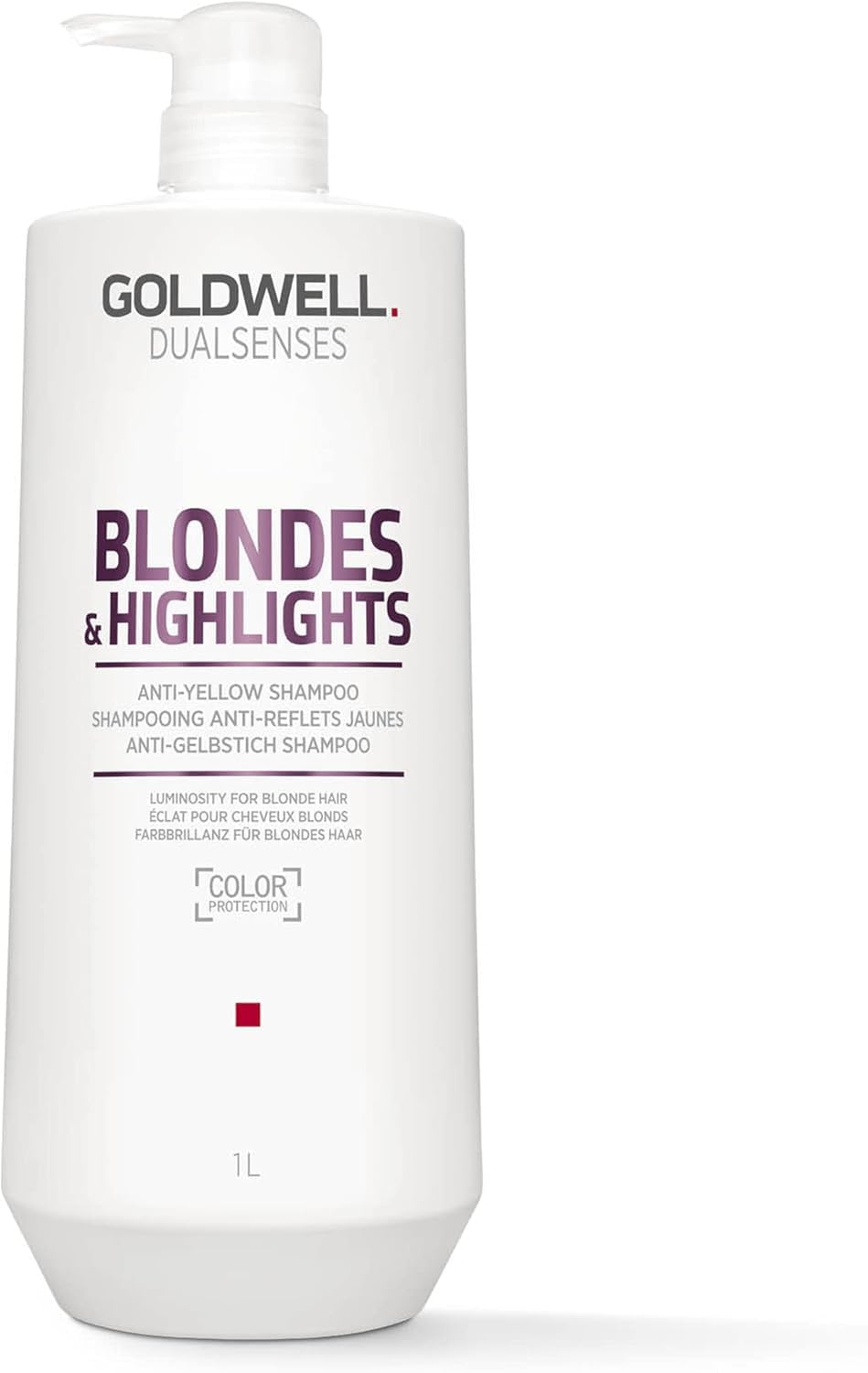 Goldwell Dualsenses Blondes & Highlights shampoo bottle neutralizes yellow tones on blonde hair