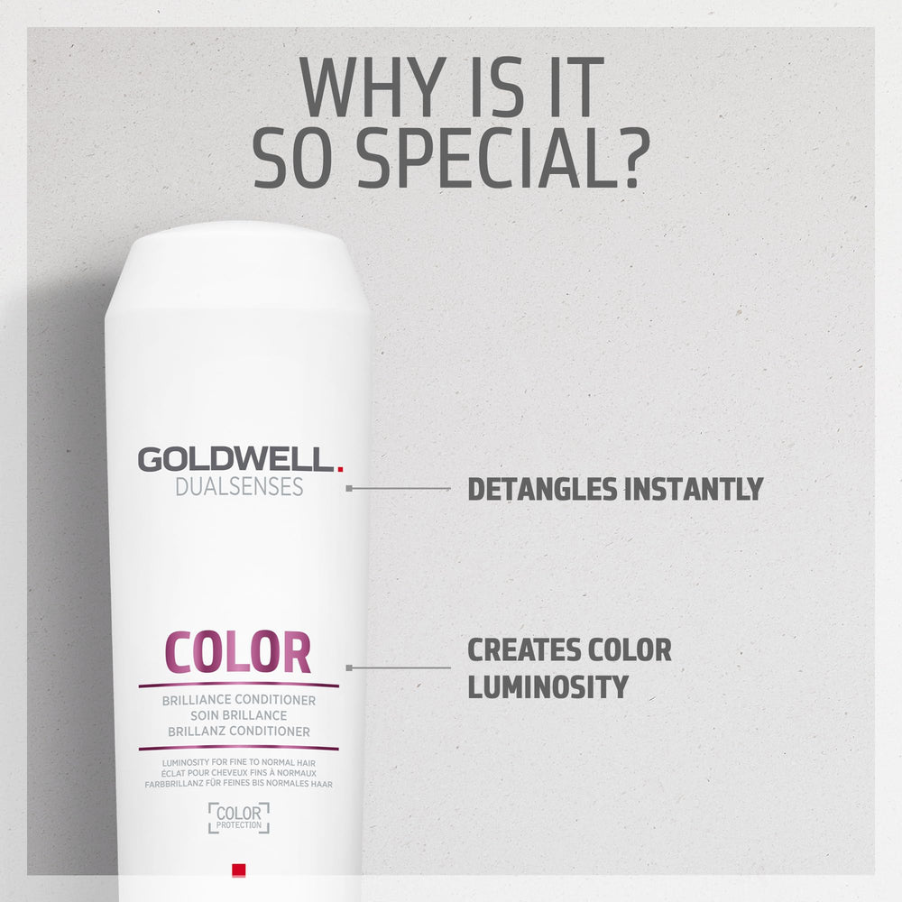 Goldwell Dualsenses Color Brilliance bottle gleaming with luxurious shine.