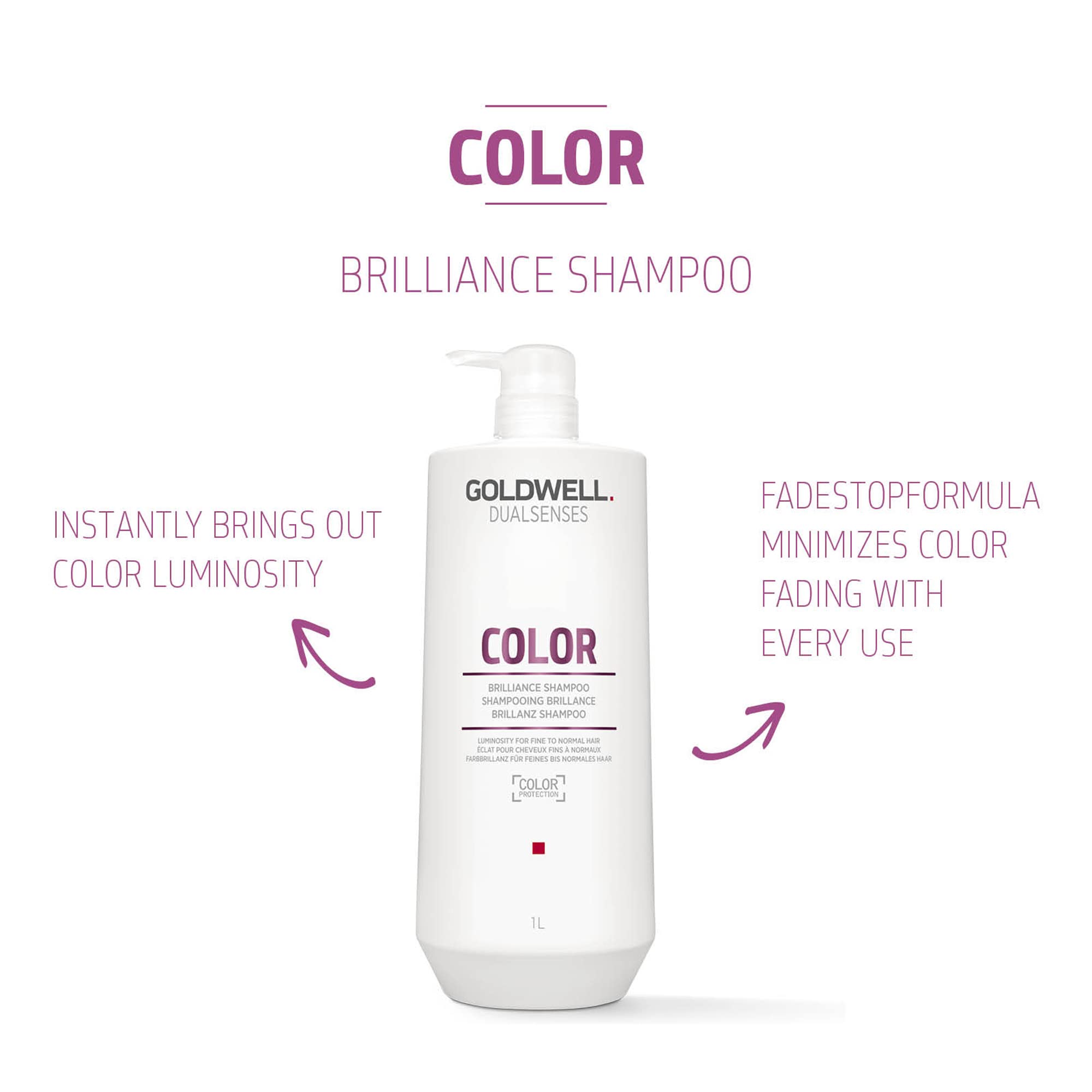 Goldwell Dualsenses Color Brilliance Shampoo 1L creamy-lather, smooths and protects color.