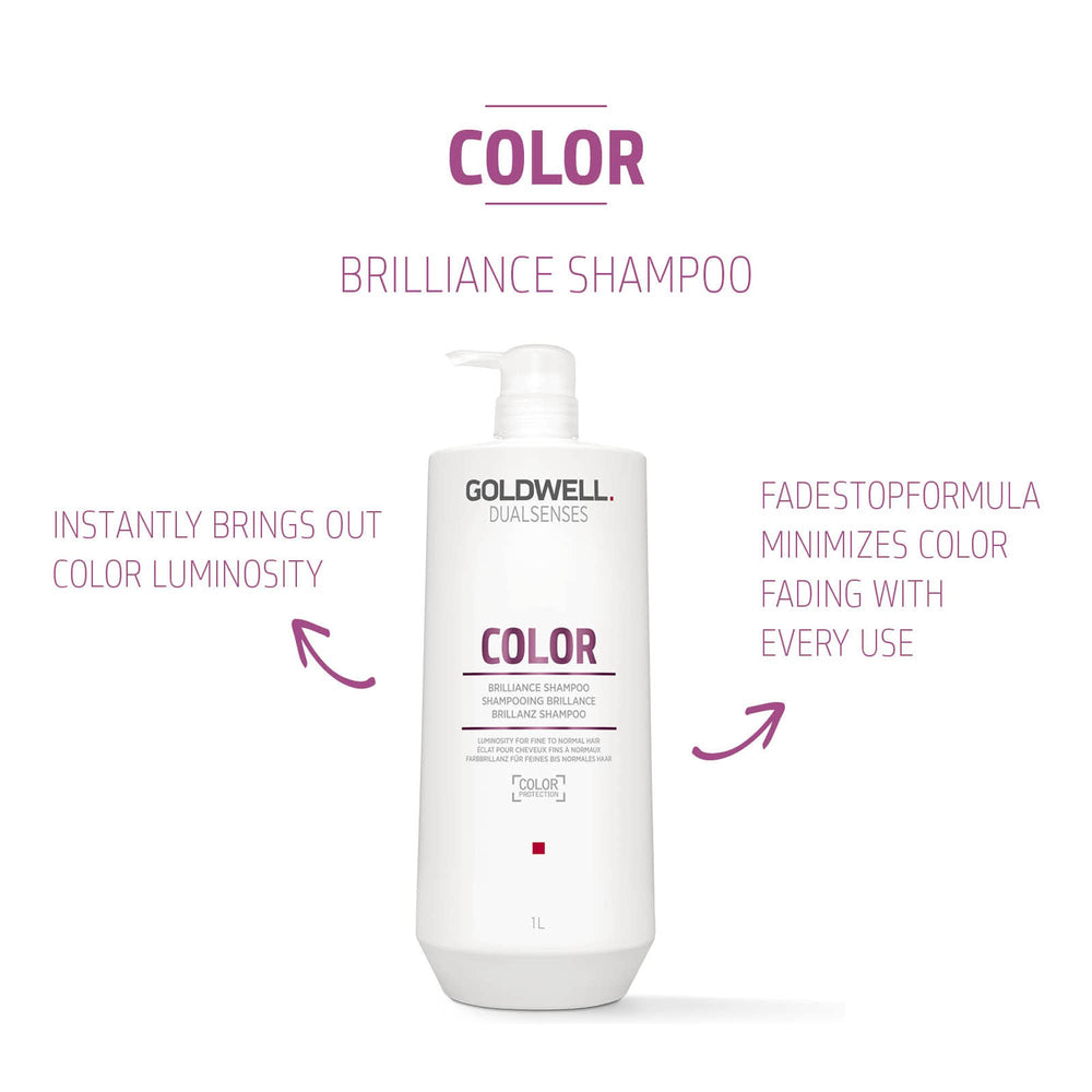 Goldwell Dualsenses Color Brilliance Shampoo 1L creamy-lather, smooths and protects color.