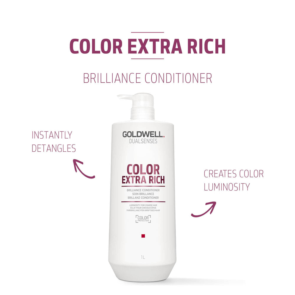 Goldwell Dualsenses Color Extra Rich Brilliance Conditioner bottle dispense for easy use