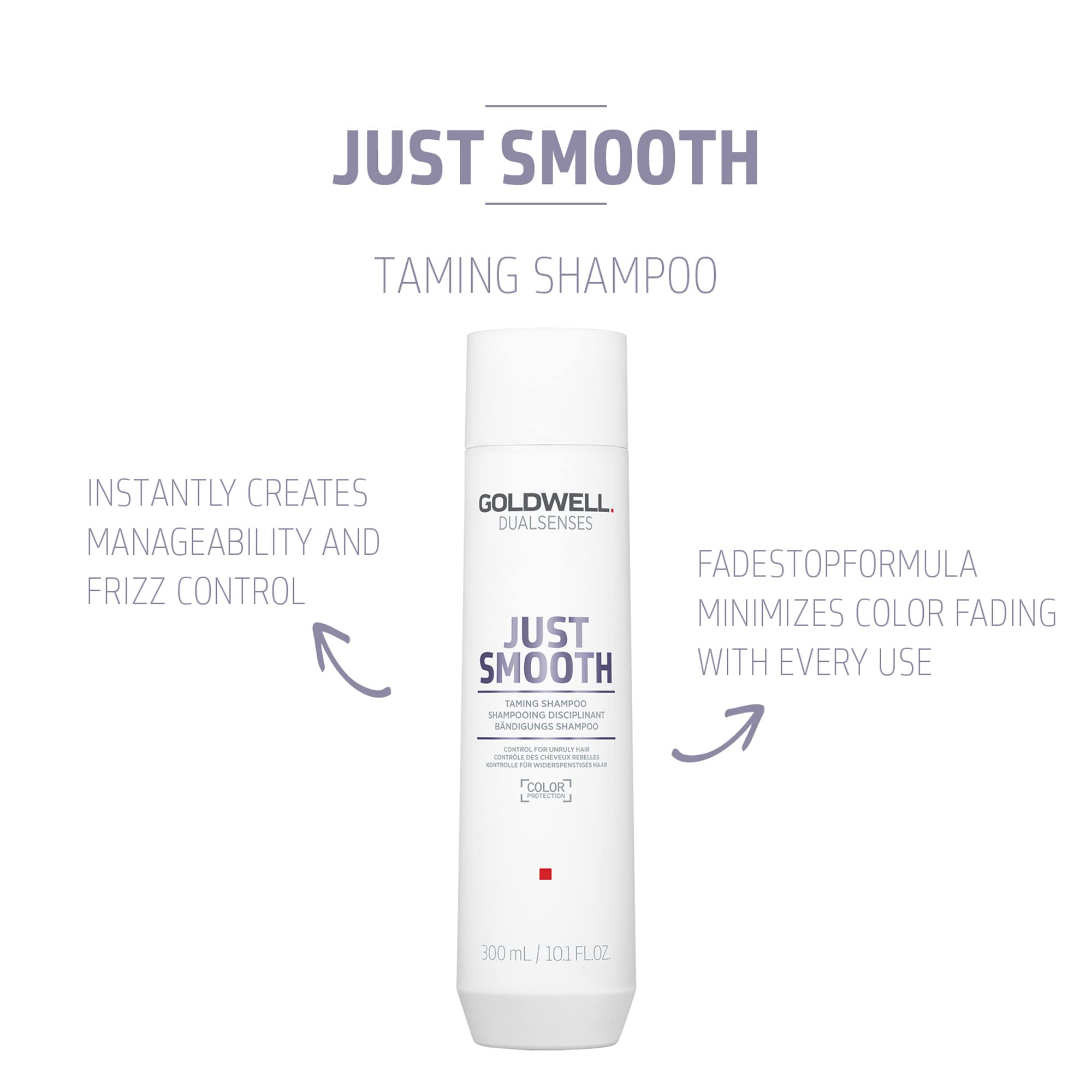Botella de Goldwell Dualsenses Just Smooth brilla en la ducha para brillo y manejo