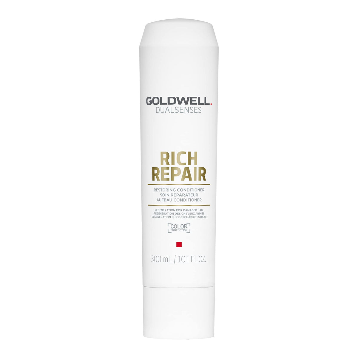 Acondicionador Goldwell DualSenses Rich Repair, botella, nutrición intensiva para cabello dañado.