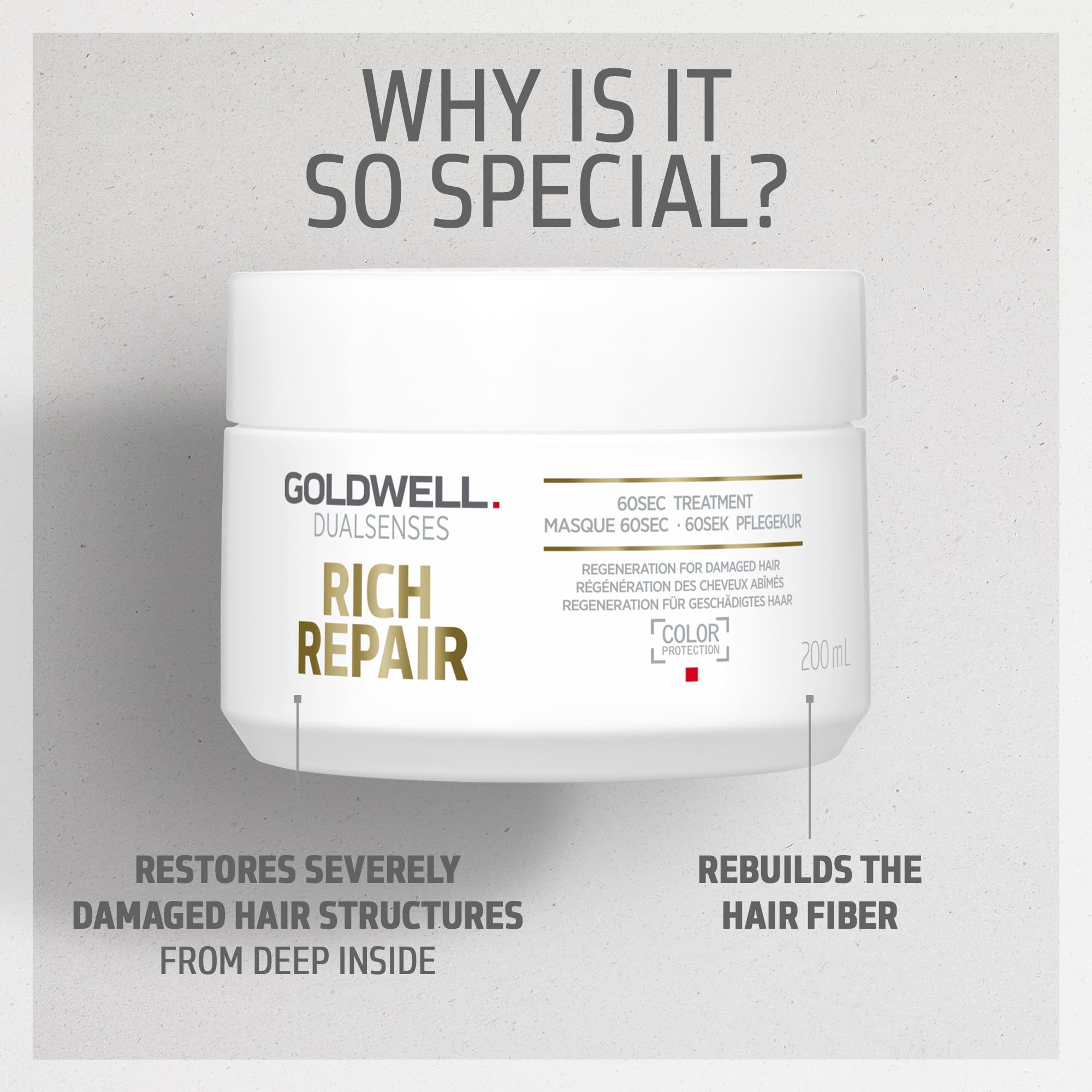 Goldwell Dualsenses Rich Repair color protection icon highlighting fade resistance