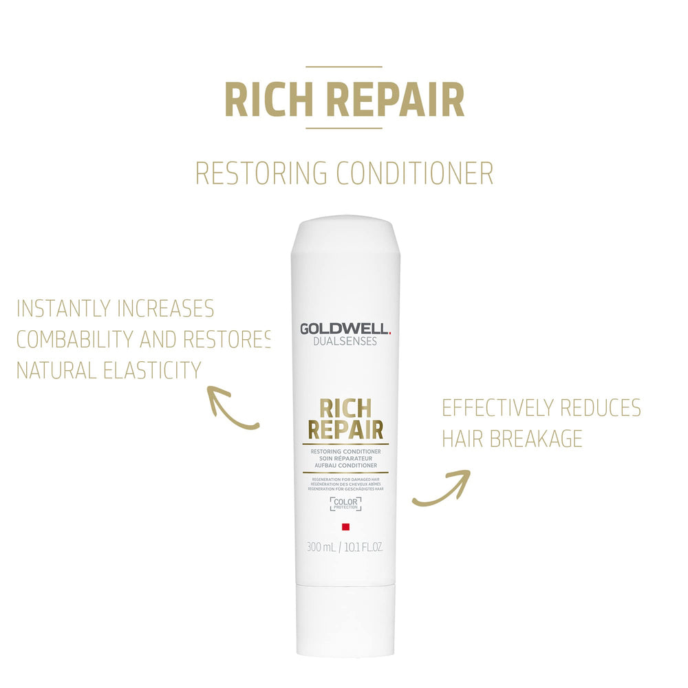 Detalle del envase de Goldwell DualSenses Rich Repair con crema reparadora.