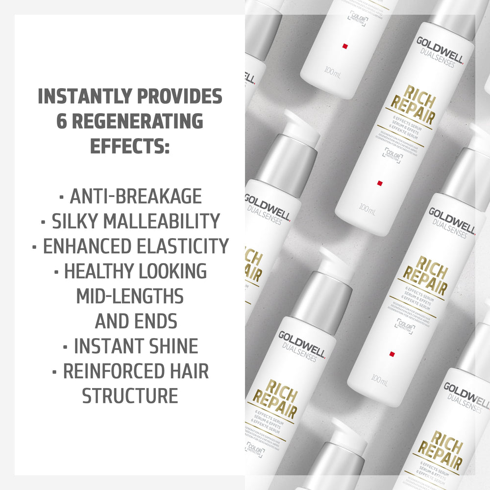 Goldwell DualSenses Rich Repair silky hair texture after treatment.