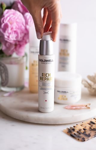 Goldwell DualSenses Rich Repair reinforces hair structure for stronger feel.
