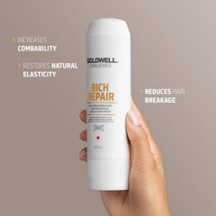 Soft, shiny-looking hair after using Goldwell Rich Repair conditioner