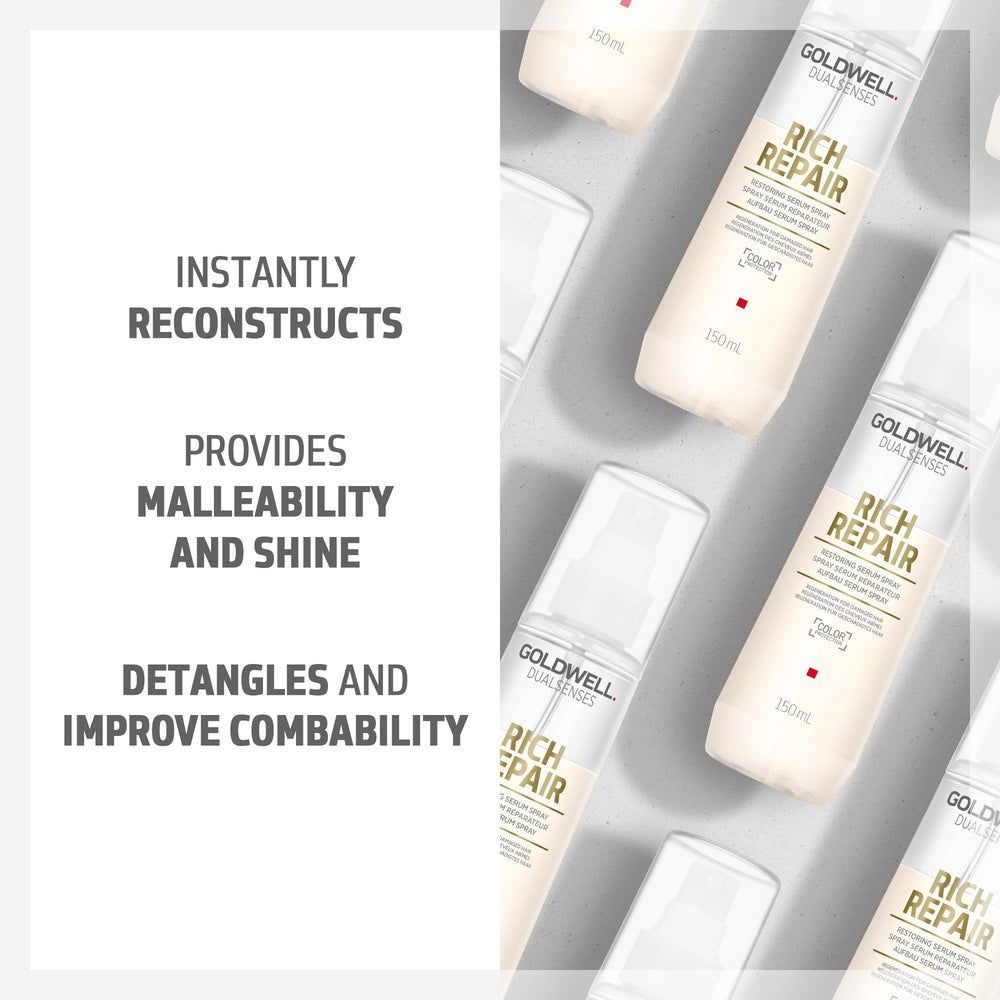Goldwell Rich Repair Serum Spray, restauración interior del cabello para mayor resiliencia.