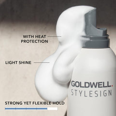 Goldwell StyleSign Bodifying Control Mousse segura para el color, sin desvanecimiento.