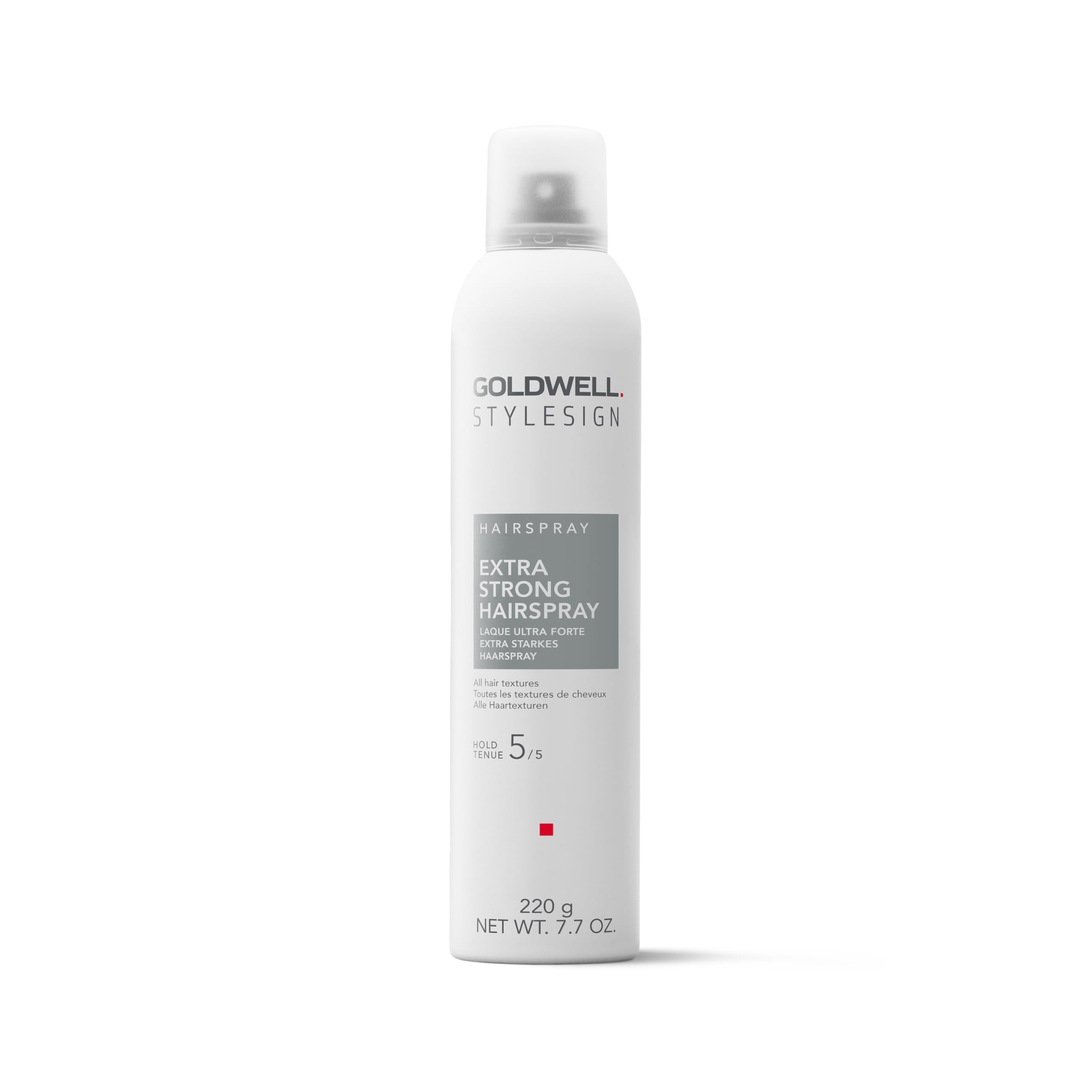 Goldwell StyleSign Extra Strong Hairspray bottle showing long-lasting hold and control.