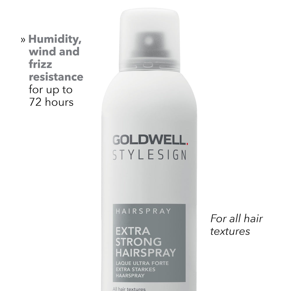Goldwell StyleSign Extra Strong Hairspray lacquer finish creating a glossy, durable look.