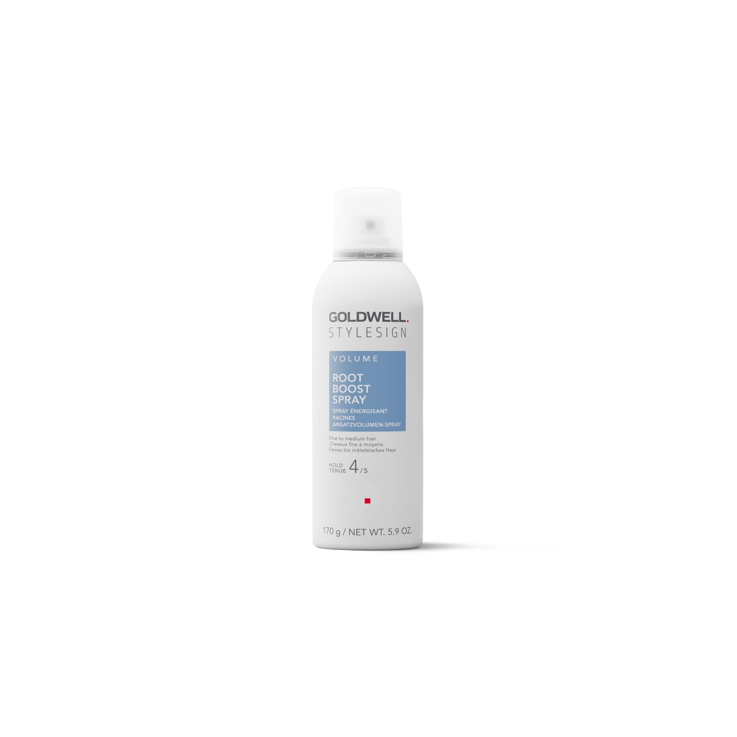 Goldwell StyleSign Root Boost Spray bottle shows instant root lift for fine hair