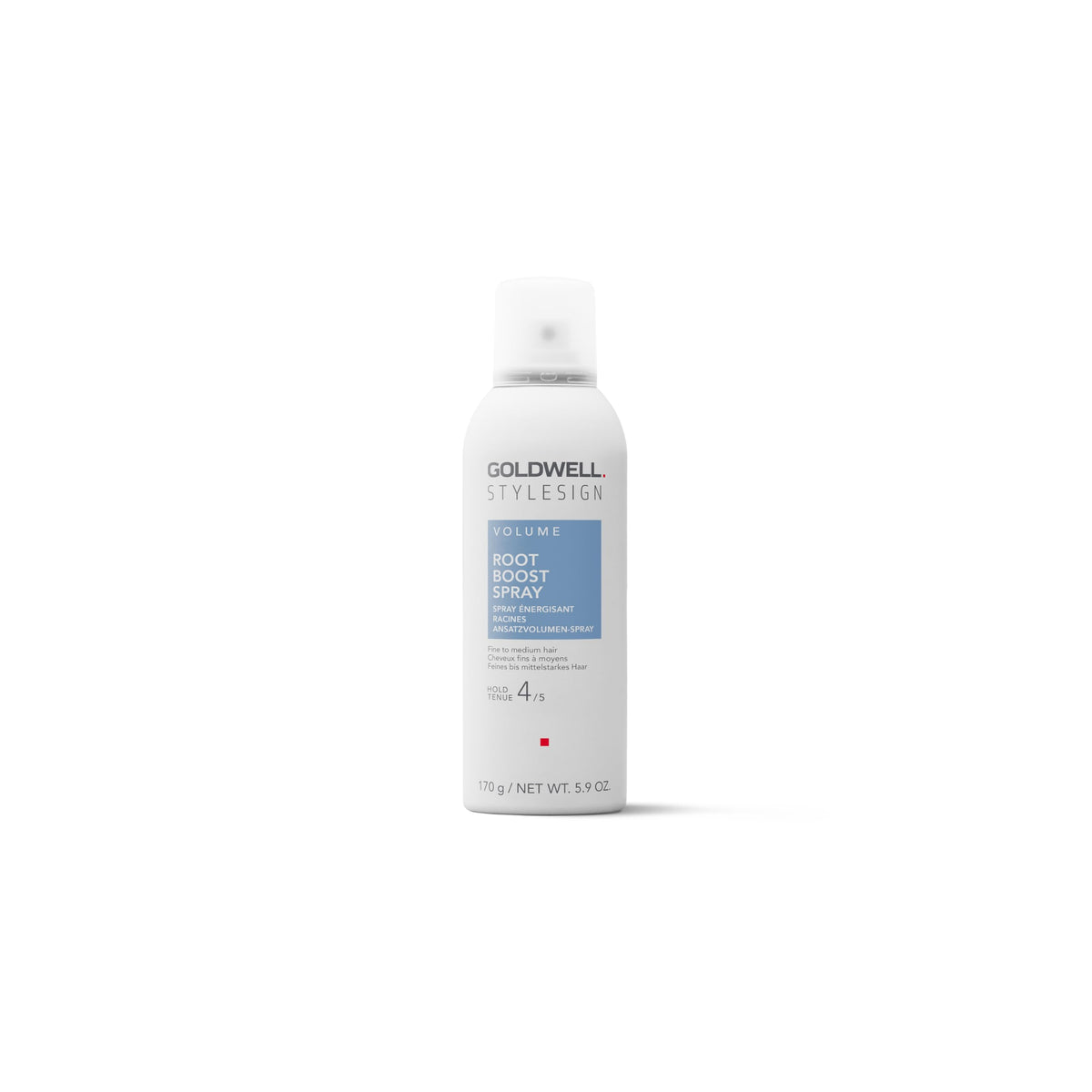 Goldwell StyleSign Root Boost Spray bottle shows instant root lift for fine hair