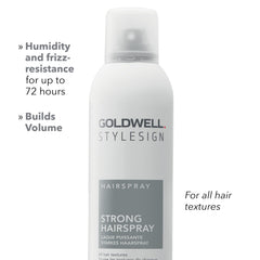 Goldwell StyleSign Strong Hairspray mist provides all-texture hold.