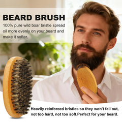 GoldWorld beard brush with boar bristles for easy grooming