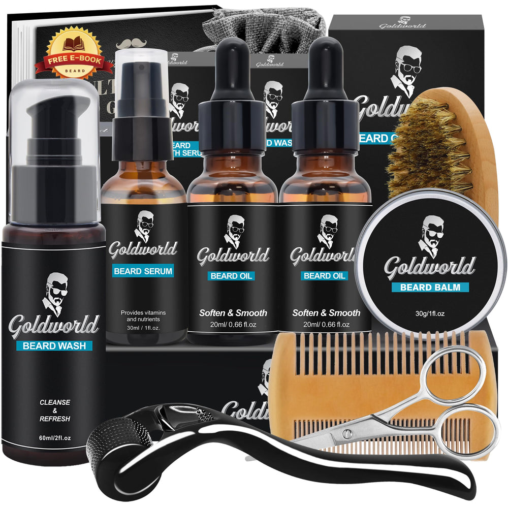 GoldWorld beard oil bottle for softer beard and healthier skin.