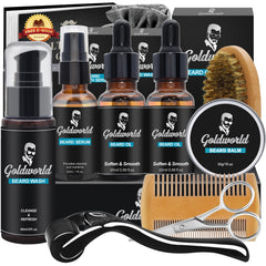 GoldWorld beard oil bottle for softer beard and healthier skin.