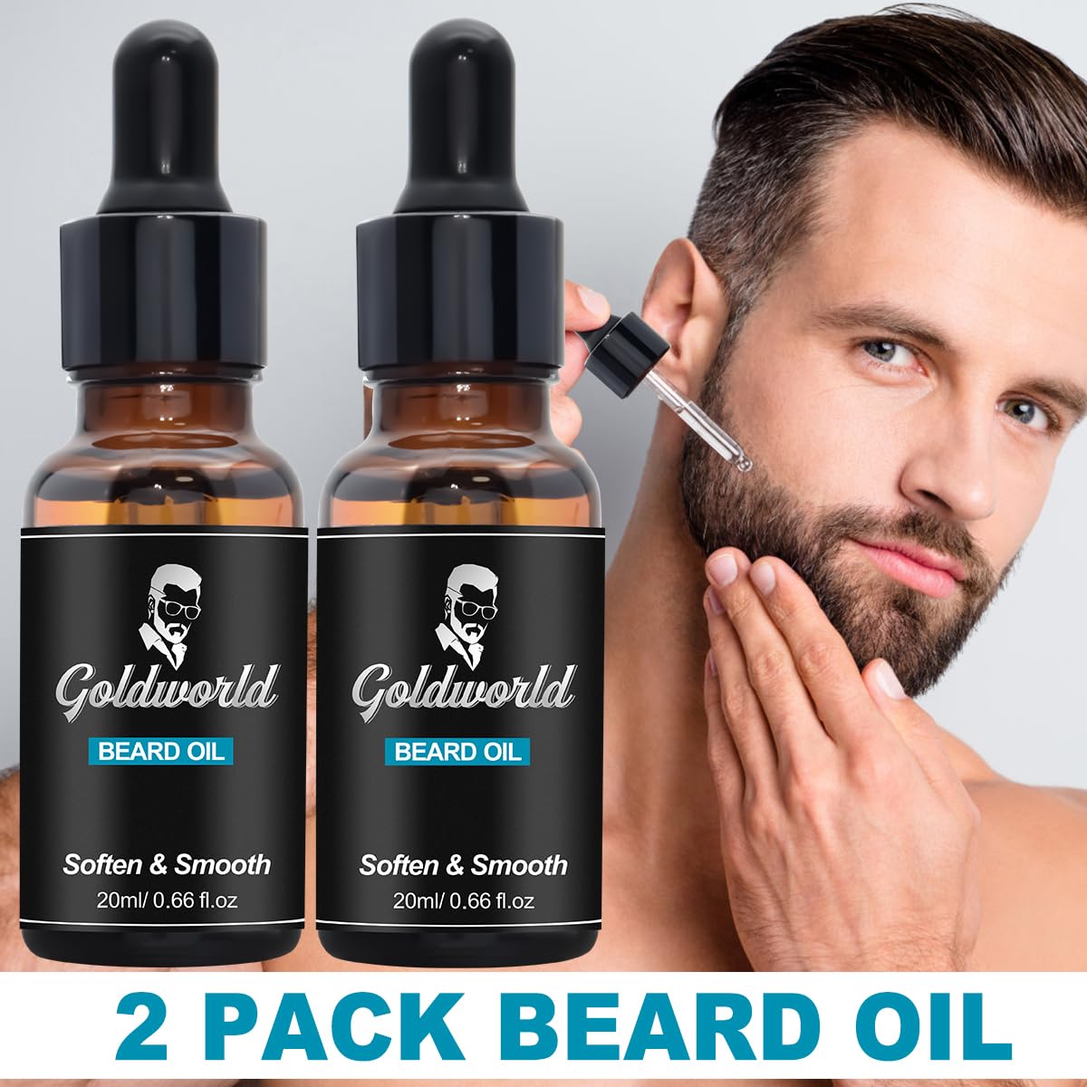 GoldWorld beard shampoo bottle for gentle cleansing without harsh additives.