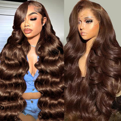 GOLFMAX 30in chocolate brown lace-front wig front view with natural part for everyday styling