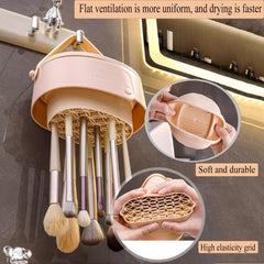 GOLIKEE 3-in-1 foldable silicone cleaner mat standing storage slot for tidy brushes.