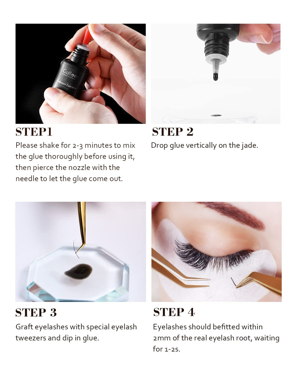 GOLLEEPRO black adhesive demonstrates natural-looking lash color.