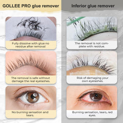 GOLLEEPRO remover pestañas 1-3min disuelve adhesivo sin residuo para proceso eficiente.