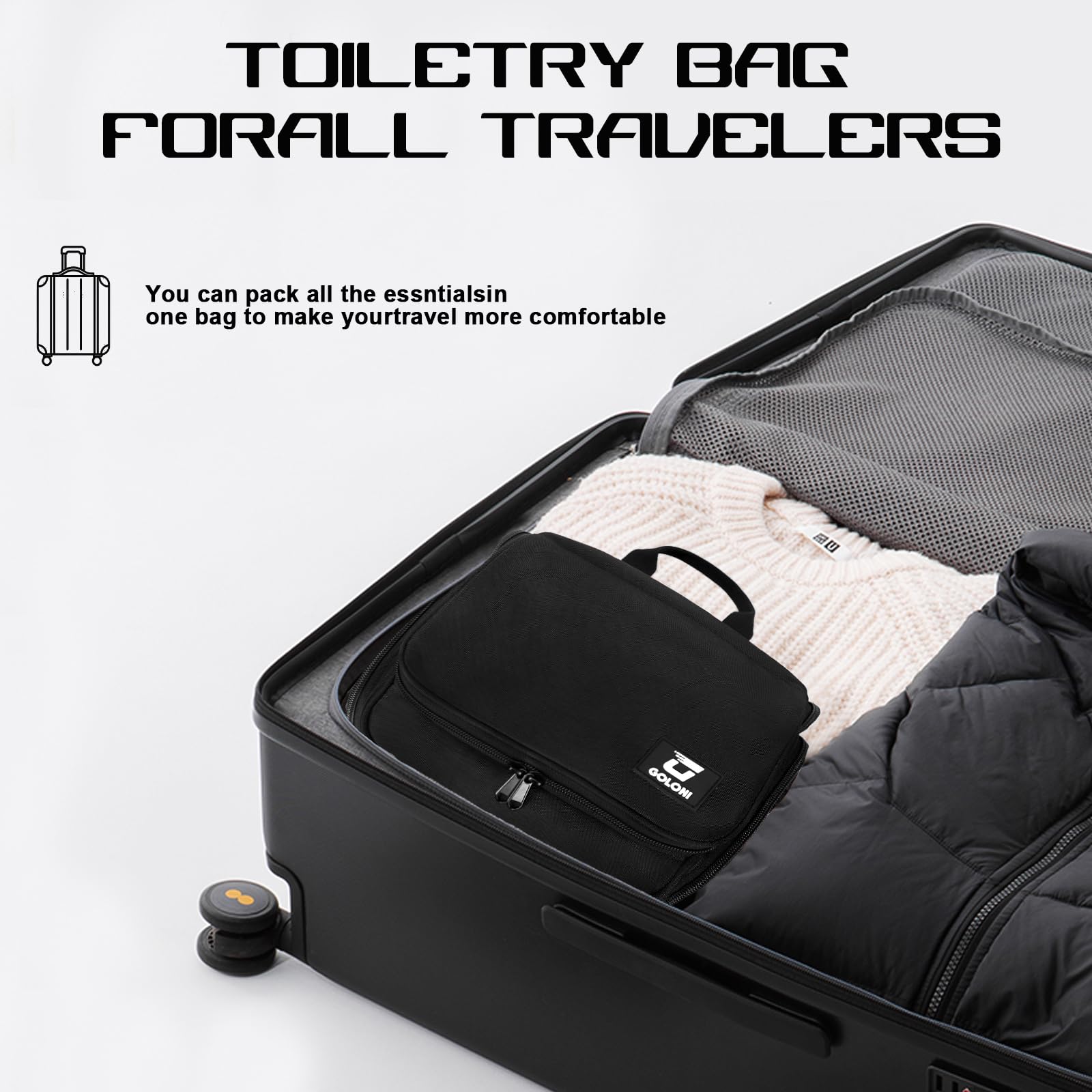 Goloni full-size products fit easily in spacious compartments.