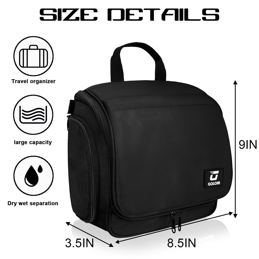 Goloni large makeup bag travel organizer keeps cosmetics neatly packed.