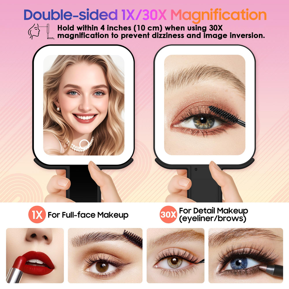 GOMIPURU double-sided 1x-30x mirror enables eyeliner and brow detailing with ease.