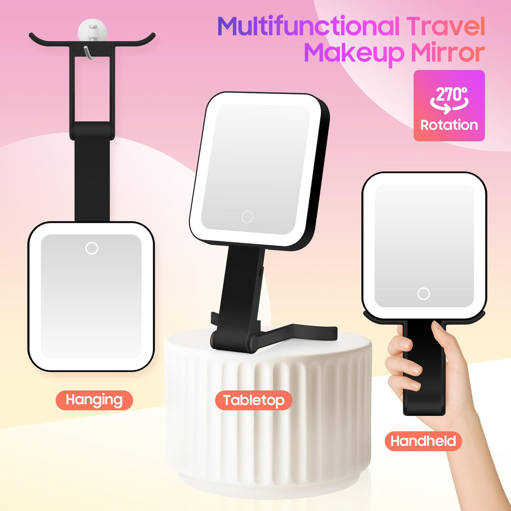 GOMIPURU foldable travel mirror in handheld form offers versatile angles for on-the-go routines.