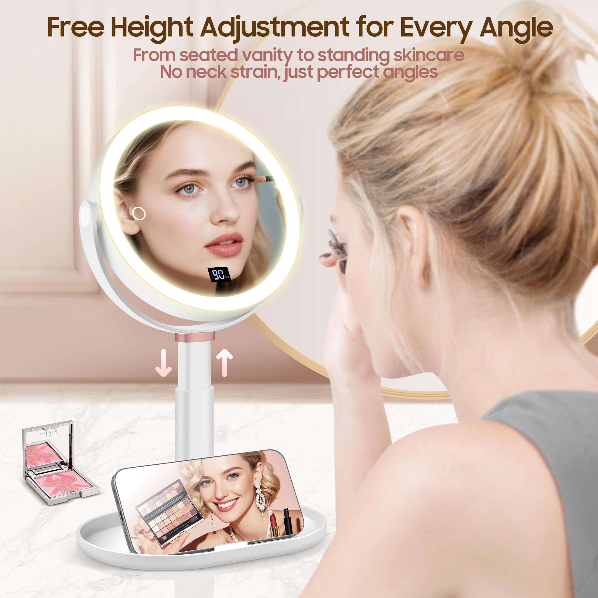 GOMIPURU height adjustable tray keeps lipsticks and tools at hand