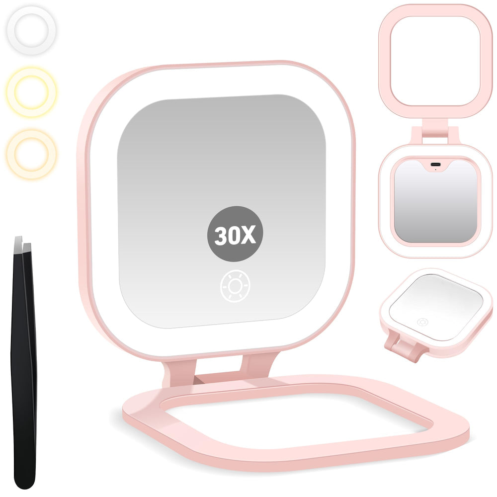 GOMIPURU travel mirror with light, compact for easy on-the-go grooming.