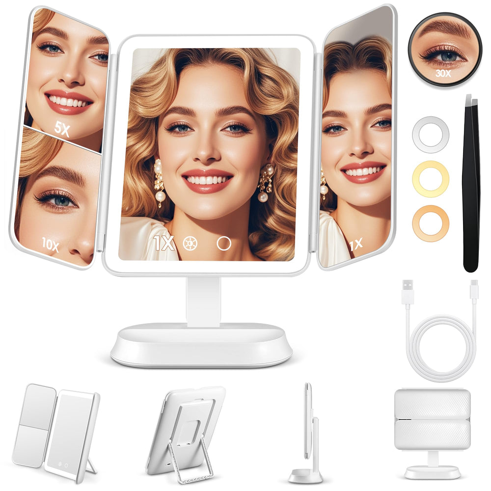 GOMIPURU vanity mirror with lights showing detachable design for travel touch ups