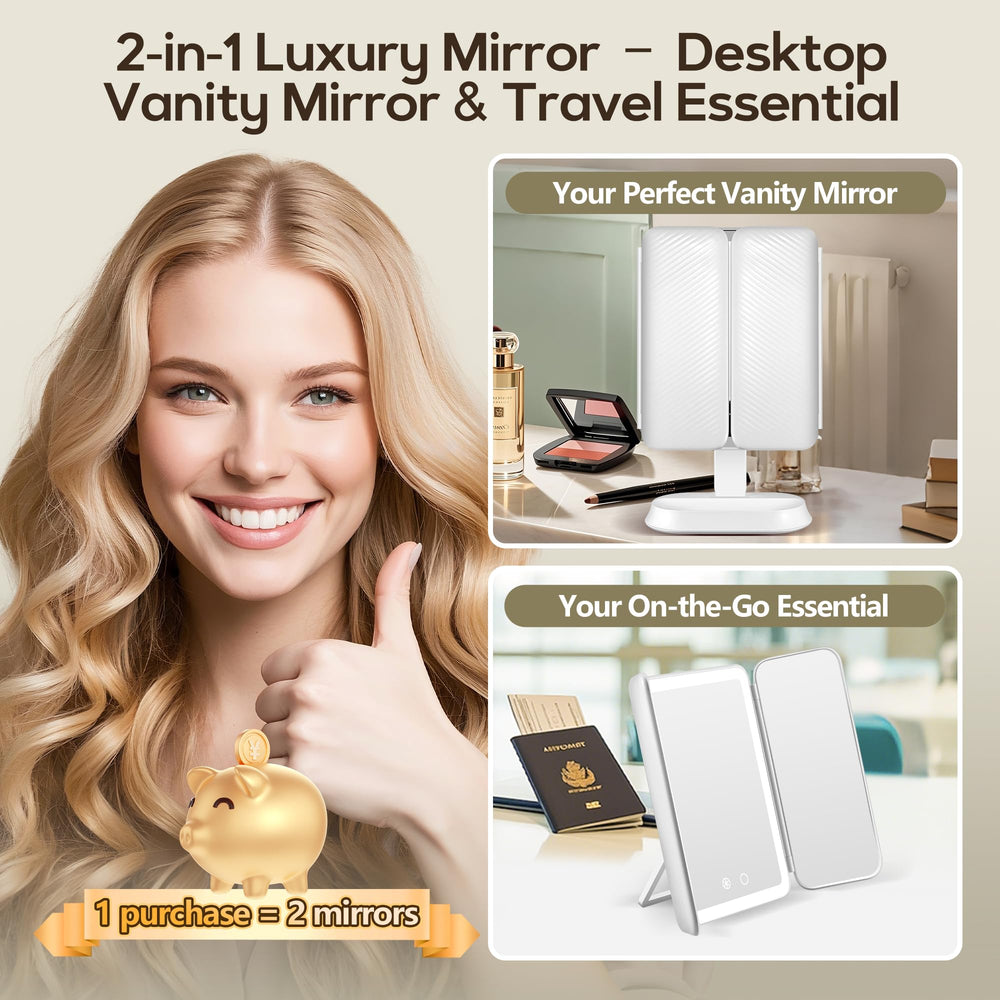 GOMIPURU mirror with foldable stand ideal for compact vanity setups