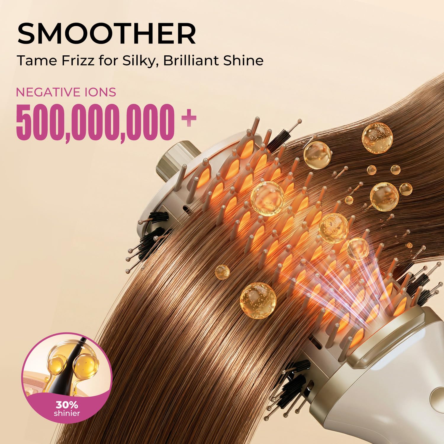 GOMYTH heated-comb nano-titanium-barrel closeup highlights even heat and shine