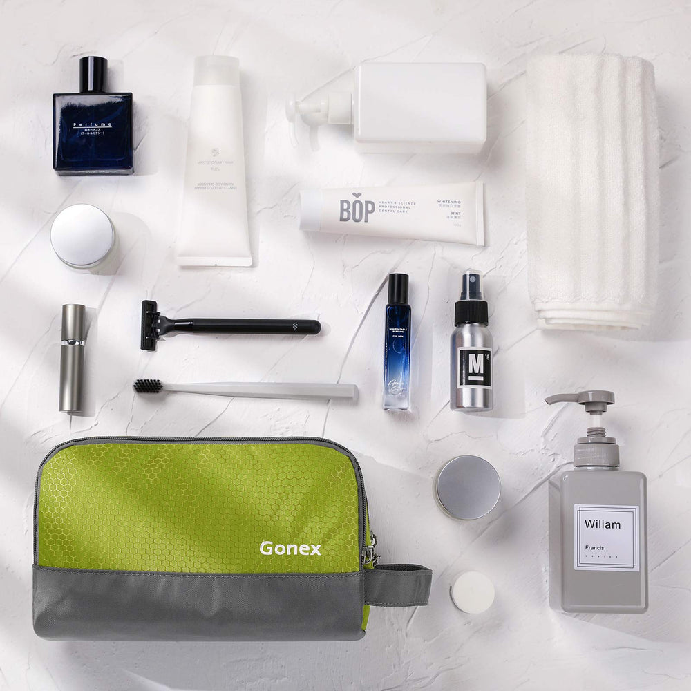 Gonex travel toiletry bag nylon compact form factor fits in a suitcase